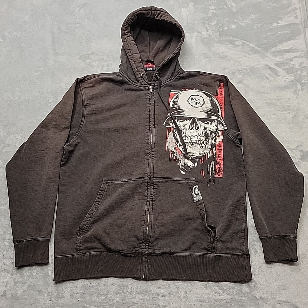 Metal Mulisha Jacket Mens Medium Black Zip Up Skull Graphic Biker Skater Grunge